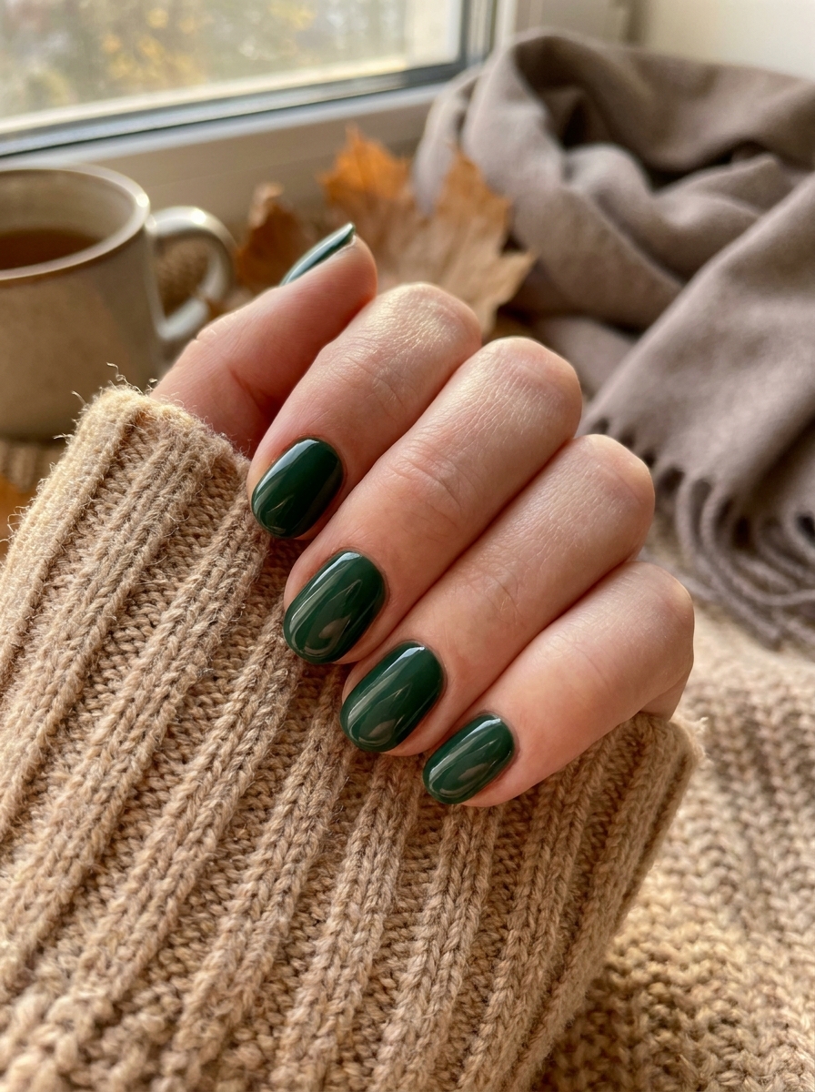 Short Rust Accent Nails auf kurzen gepflegten Nägeln im Herbst 2026